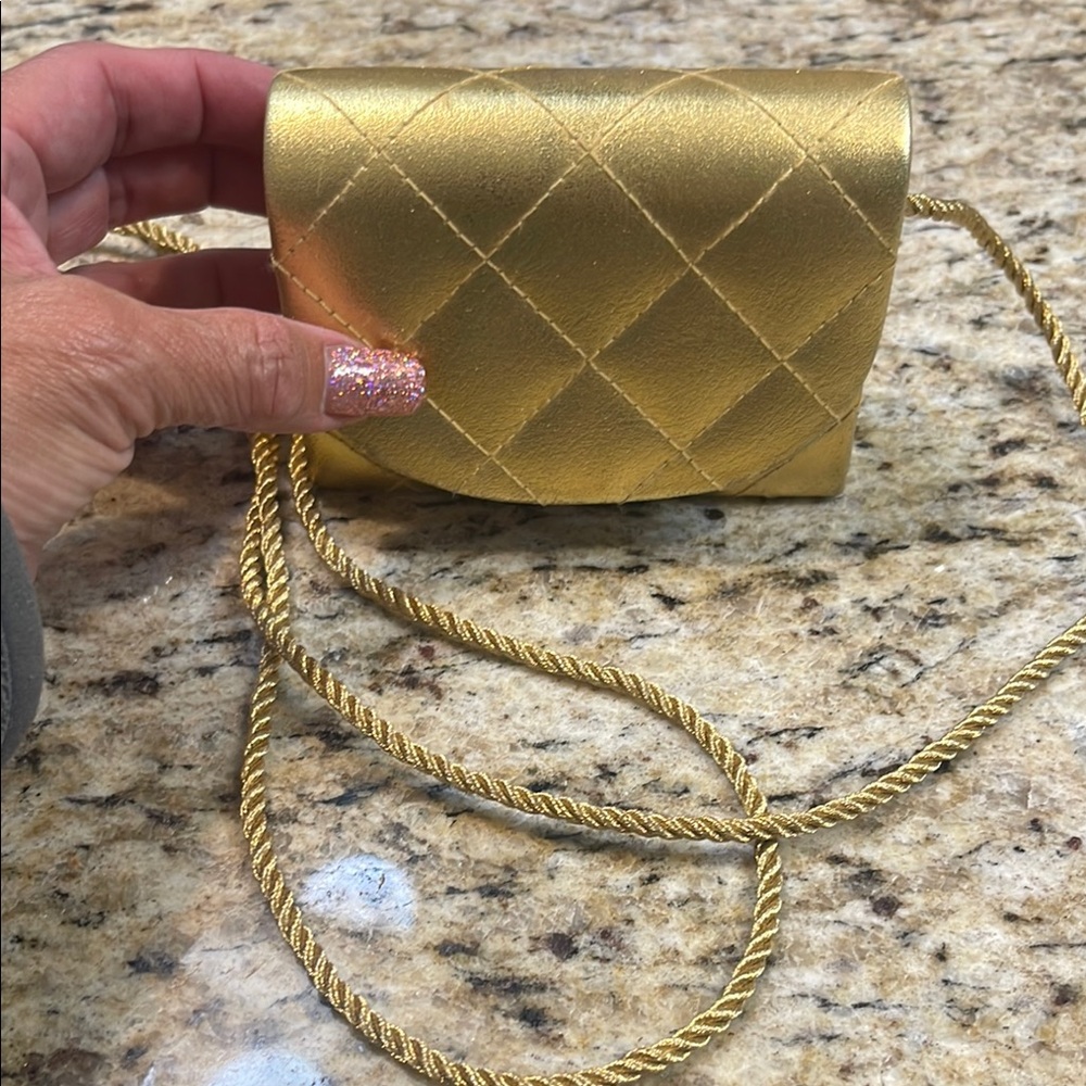 Estee Lauder Gold Mini Bag with Chain Strap